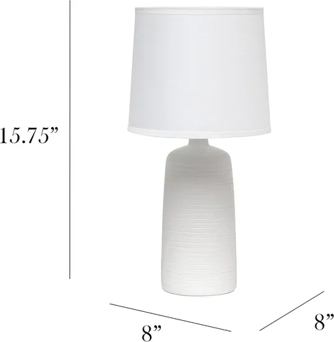 Vista 2 de Simple Designs LT2085-OFF Lámpara de mesa de cerámica lineal texturizada color blanco (4 unidades)