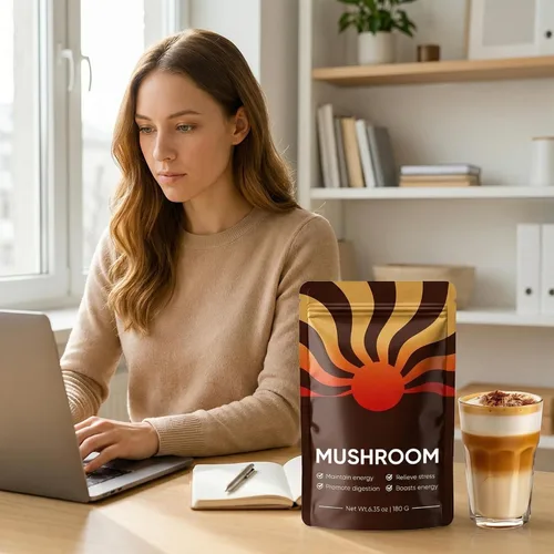 Vista 6 de Café de hongos – Mezcla de café de hongos con 10 hongos + colágeno – Mezcla de café instantáneo orgánico para energía equilibrada, concentración