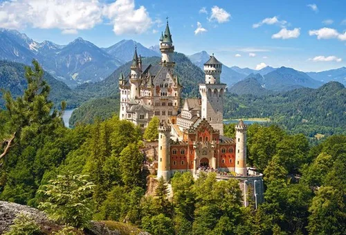 Vista 2 de Castorland Rompecabezas de 500 piezas, vista del castillo de Neuschwanstein, Alpes bávaros, Alemania, rompecabezas de castillo, rompecabezas