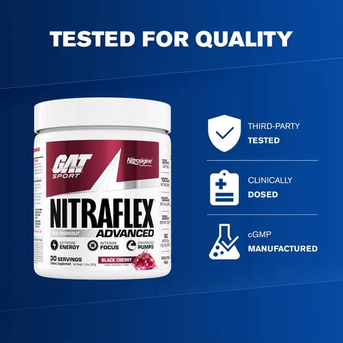 Vista 4 de GAT SPORT Nitraflex Advanced - Polvo para antes del entrenamiento, aumenta el flujo sanguíneo, aumenta la fuerza y la energía, mejora el rendimiento