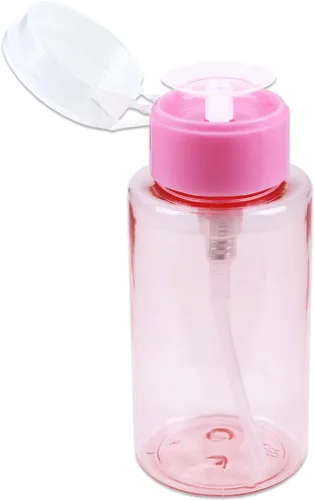 Vista 18 de Dispensador de bomba de empuje transparente de 7 onzas, botella recargable vacía con tapa abatible, para esmalte de uñas, viajes, embalaje