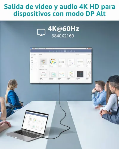 Vista 4 de Cable NIMASO USB C 3.1 Gen 2 de transferencia de datos de 10 Gbps, cable de monitor de salida de video 4K, carga rápida PD de 100 W para iPhone Negro