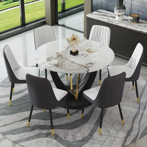 Vista 12 de gopop Juego de mesa de comedor redonda para 4, juego de mesa de comedor