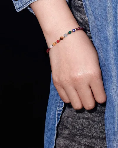 Vista 6 de Jewever Pulseras de 7 chakras para mujer, piedra real, cuerda de la suerte, pulsera de cuentas de cristal, cristales y piedras curativas, joyería