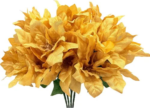 Vista 8 de Ferial 2 flores artificiales de Navidad – Ramo de flor de Pascua de seda de 5 cabezas – Flores falsas para fiesta de Navidad, decoración de boda 2