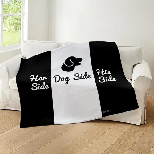 Vista 5 de CafePress Dog Side Vs His/Her Side - Manta de forro polar súper suave, 60 x 50 pulgadas