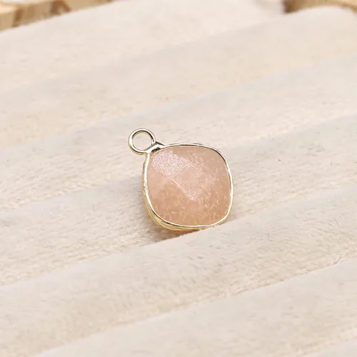 Vista 4 de Zotoone 8 colgantes de piedra natural cuadrados de cuarzo rosa, amazonita, oro, cristales curativos, dijes de piedra para hacer joyas, collares