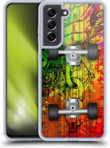 Vista 10 de Head Case Designs Flight Skateboards Gel Case [Military Grade Protection] Compatible with Samsung Galaxy S21 FE 5G and Compatible with MagSafe