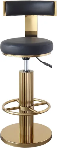Vista 8 de FUNROLUX Gold Bar Stools, Adjustable Swivel Counter Height Barstools Black Negro