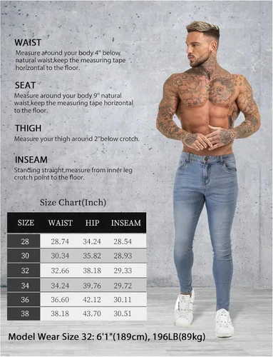 Vista 6 de Woenzaia Pantalones de mezclilla ajustados para hombre