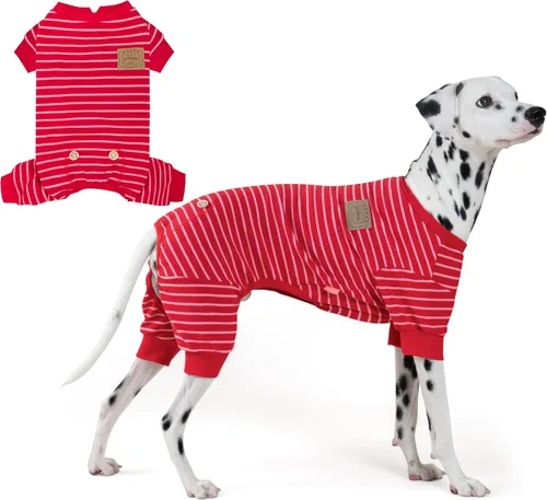 Vista 14 de KYEESE Pijama a rayas para perros pequeños, mameluco elástico para uso 01# Rayas verdes