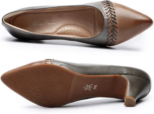 Vista 3 de Mona flying Zapatos de tacón de cuero para mujer, elegantes, clásicos, cómodos, elegantes, hechos a mano