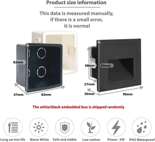 Vista 2 de Arotelicht Luces LED para escalones de 120 V para interiores y exteriores, 3000 K, luces de pared empotrables impermeables para terraza, escalera