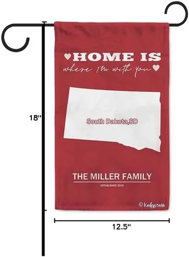 Vista 3 de Continent Map South Dakota Garden Flag with Saying Home is Where I'm with You Customized Banner 12.5x18 Inch Print Double Sided 41