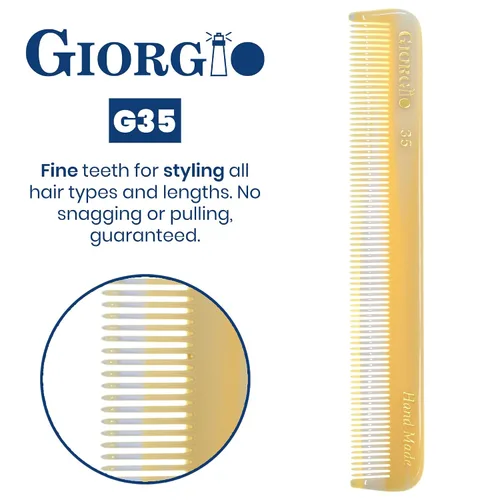 Vista 4 de Giorgio G35 - Peine de bolsillo de dientes finos hecho a mano para hombres, alisador de peine para el cuidado diario, peinado de cabello, bigote