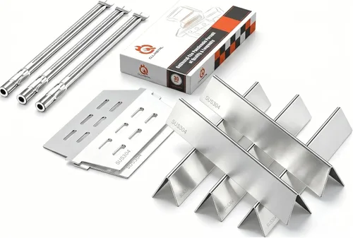 Vista 25 de QuliMetal 44.5 cm SUS304 Barras Aromatizadoras y Deflectores de Calor para Parrillas Weber Genesis 300 Series, Compatibles con Genesis E310 E320