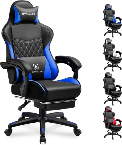 Vista 9 de GTPLAYER Gaming Chair, High Back Leather Computer Gaming Chair with Footrest, Ergonomic Height Adjustable Office Chair with Removable Cover and