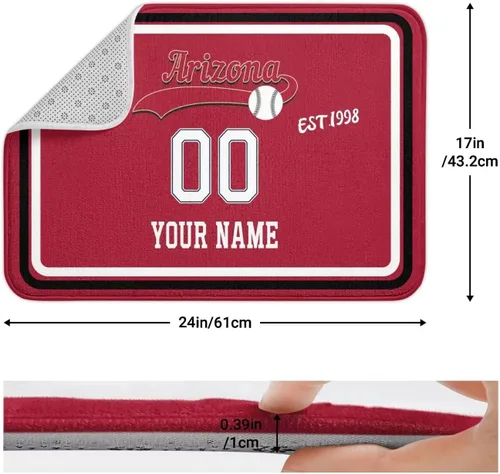 Vista 2 de Tapete personalizado Arizona para puerta de baño, tapete en relieve seguro para exteriores, 24 pulgadas de ancho x 17 pulgadas de alto, tapete