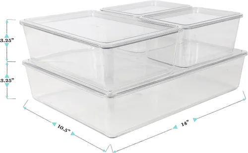 Vista 7 de Martha Stewart Brody - Contenedores organizadores de plástico con tapas para oficina en casa, cocina o baño, paquete de 4, 2 pequeños/1 mediano, 1