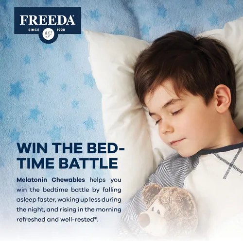 Vista 5 de FREEDA Melatonina 2 mg masticables sin azúcar – Ayuda natural para dormir para adultos y niños – Vegano, Kosher, sin gluten, sin OMG, fácil apoyo a