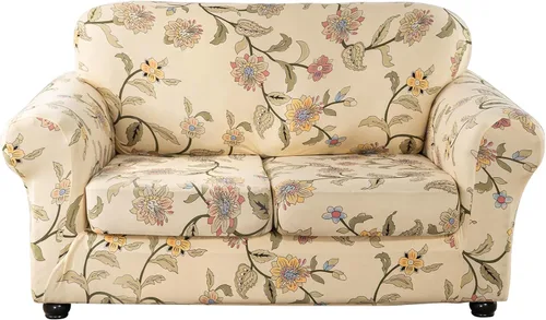 Vista 21 de Lamberia Funda de Sofá Estampada de Alta Elasticidad Fundas de Sofá de 2 Piezas Funda de Sillón con Una Funda de Cojín Separada Parte Inferior Flor
