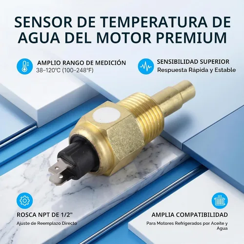 Vista 2 de Sensor de temperatura del agua del motor Sensor de temperatura del agua 1/2NPT para el accesorio del motor del agua del aceite
