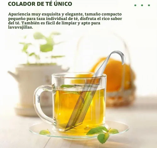 Vista 4 de 2 difusores de té de acero inoxidable, coladores de té de acero inoxidable para té suelto con mango de gancho para colgar, difusor de té de mango
