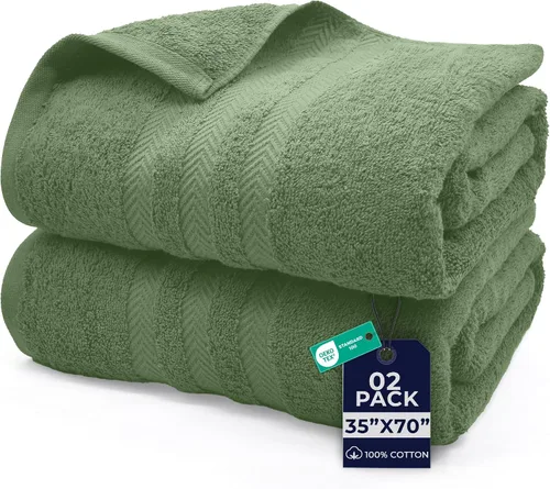 Vista 17 de DAN RIVER Paquete de 2 toallas de baño extra grandes de 35 x 70 pulgadas, toallas de baño grandes para adultos, juego de toallas de gran