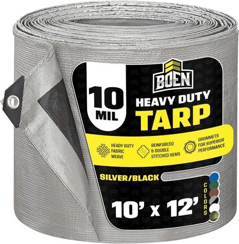 Vista 55 de Lona resistente impermeable Marrón/plata, 6' x 8' de 10 mil de grosor Lonas a prueba de rasgaduras Material de tejido grueso, resistente a