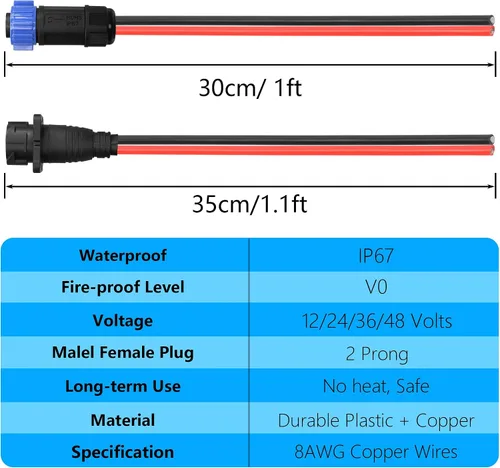 Vista 7 de CERRXIAN Conector sckot de motor de arrastre, kit de conexión rápida de enchufe y receptáculo de motor de arrastre, resistente de 2 clavijas de 12
