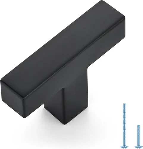Vista 30 de Ravinte Paquete de 5 tiradores cuadrados de gabinete de 2-1/2 pulgadas, manijas negras para gabinetes de cocina, accesorios de cocina negros mate