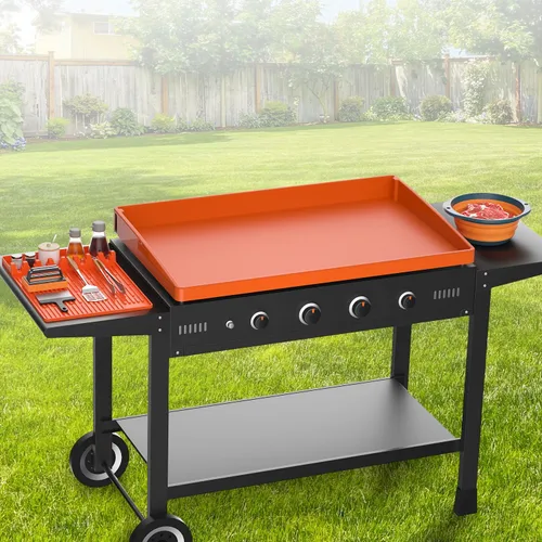 Vista 8 de Juego de fundas de silicona para parrilla Blackstone de 36 pulgadas con accesorios de parrilla Blackstone de 16 pulgadas, cepillo de limpieza