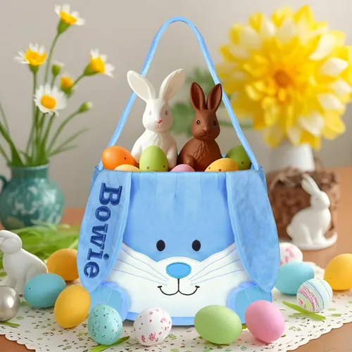 Vista 28 de Cesta de Pascua personalizada para niños, conejo rosa 019B-Rosa
