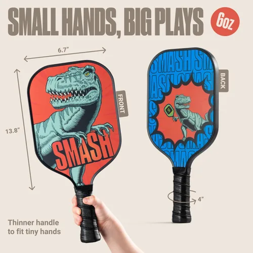 Vista 2 de Sportbit Kids Pickleball Paddles Set of 1 or 2 - Child Size Pickleball Paddle for Kids Small and Lightweight - Carbon Fiber Youth Pickleball Paddle