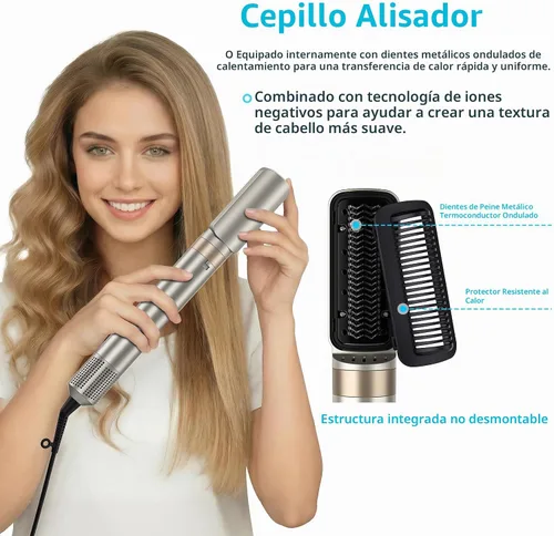Vista 3 de Cepillo de aire caliente iónico 6 en 1, secador de pelo