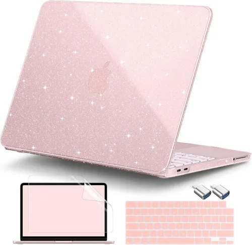 Vista 20 de DONGKE Funda con purpurina para MacBook Neo de 13 pulgadas 2026 (modelo A3404 A18 Pro Chip) Carcasa rígida transparente brillante con protector
