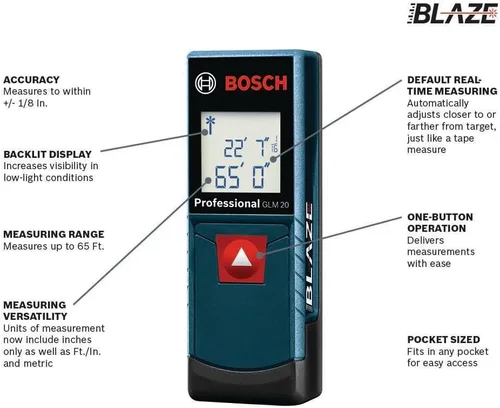 Vista 2 de Bosch GLM 20 compacto Medida de láser con visualización retroiluminada, 65