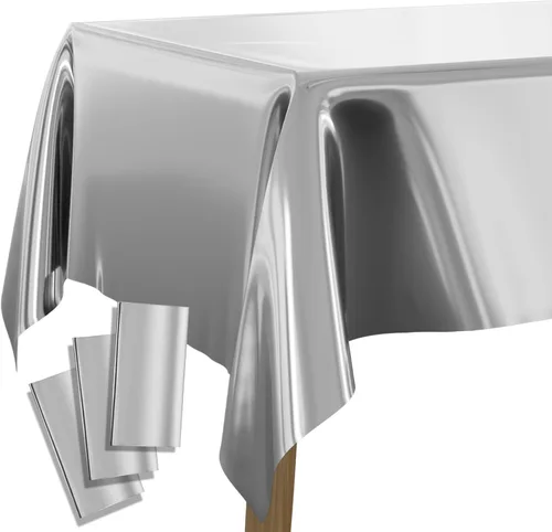 Vista 11 de PartyWoo 3 piezas de mantel de mesa de plástico desechable, 54 x 108 pulgadas, mantel rectangular impermeable azul para mesas de 6 a 8 pies, mantel