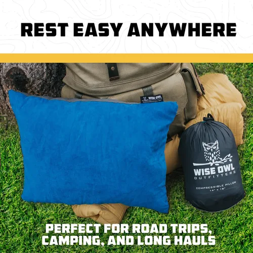 Vista 8 de Wise Owl Outfitters - Almohada de camping - Almohada de viaje de espuma viscoelástica para dormir en avión, senderismo, mochilero y uso al aire Negro