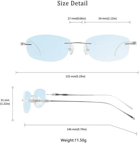 Vista 84 de LifeArt Pure Titanium Frame Glasses/Blue Light Blocking Reading Glasses, Reduce Eyestrain, Stylish for Men and Women 3033_(champán Clear)