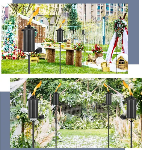Vista 5 de ZSZMFH Paquete de 4 antorchas de metal para exteriores, antorchas de metal de 16 onzas para decoración de jardín, antorchas de citronela mejoradas