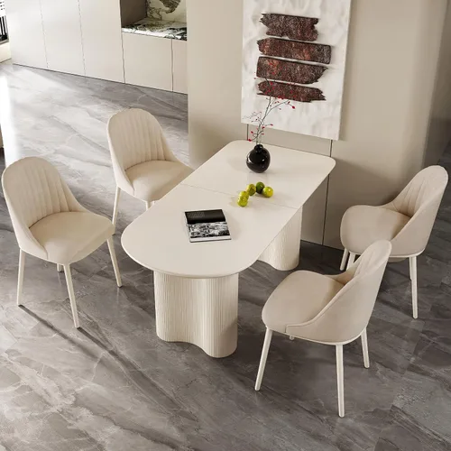 Vista 22 de Juego de mesa de comedor moderno de 63 pulgadas para 4, juego de Negro