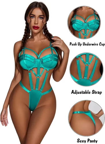 Vista 2 de Avidlove Lencería para mujer con brasier push up, lencería de una pieza con aros