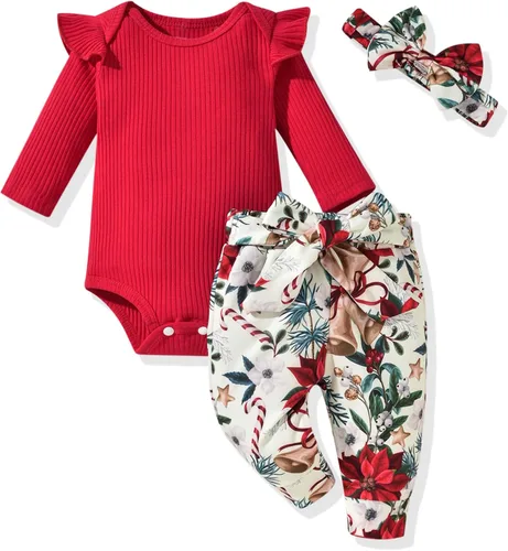 Vista 146 de Aalizzwell Conjunto de mameluco acanalado para bebé recién nacido prematuro para otoño e invierno