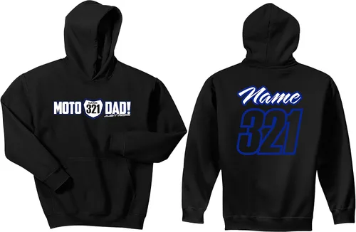 Vista 2 de Moto Dad Just Ride - Sudadera con capucha personalizada con placa de número de motocross