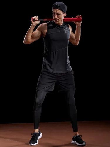 Vista 6 de Neleus - Camiseta sin mangas deportiva Dry Fit para correr con capucha