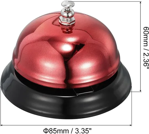 Vista 2 de uxcell Campana de escritorio, 3.346 in (3.35 pulgadas) para restaurantes, servicio, rojo
