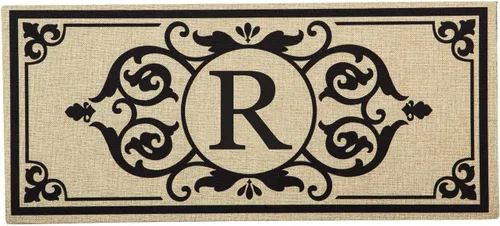 Vista 18 de Evergreen Flag Cambridge Monogram Letra A Burlap Sassafras Switch Mat 22" x 10