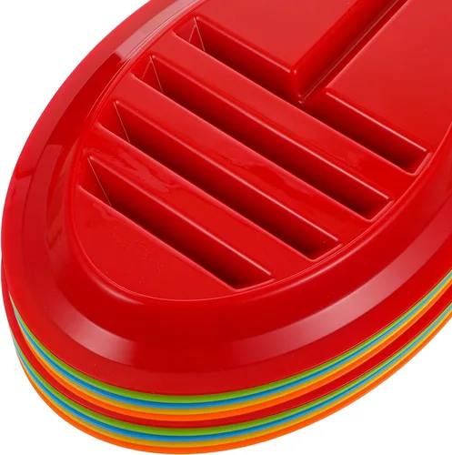Vista 3 de 10 platos de plástico para tacos para fiestas, platos de tacos de plástico con divisores, soporte grande para tacos con 2 áreas de inmersión