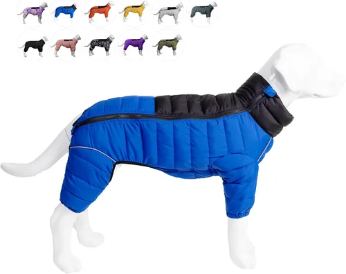 Vista 17 de Suéter para Perro ArmyGreen, Resistente al Viento, Reflectante - Chaqueta de Invierno Dirigible para S, M, L - Cremallera, Tallas Ajustables
